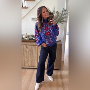 Avara blue floral knit Loretta Sweater